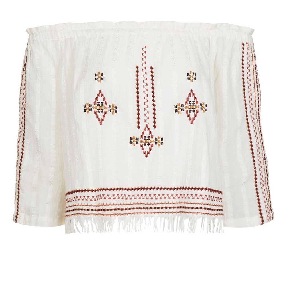 Topshop White Embroidered Top